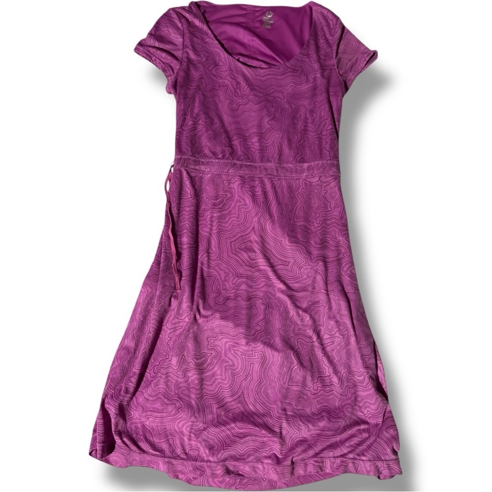 Merrell Light Purple Short Sleeve Waist Cinched Open Back Midi Dress - Picture 9 of 15
